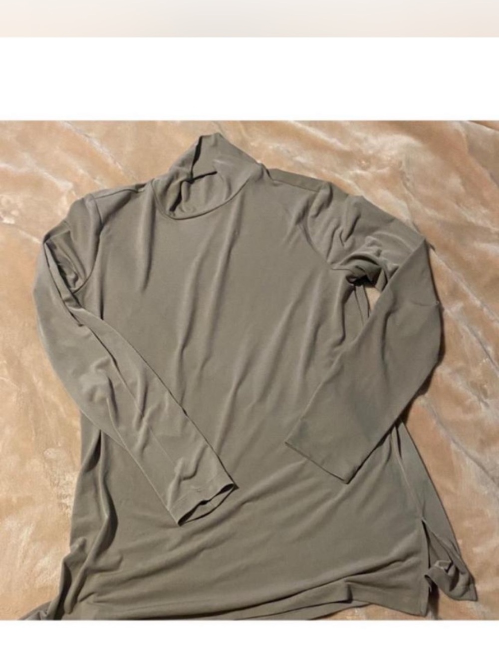 Susan Graver Beige Long-Sleeve Mock Neck Top Sz S